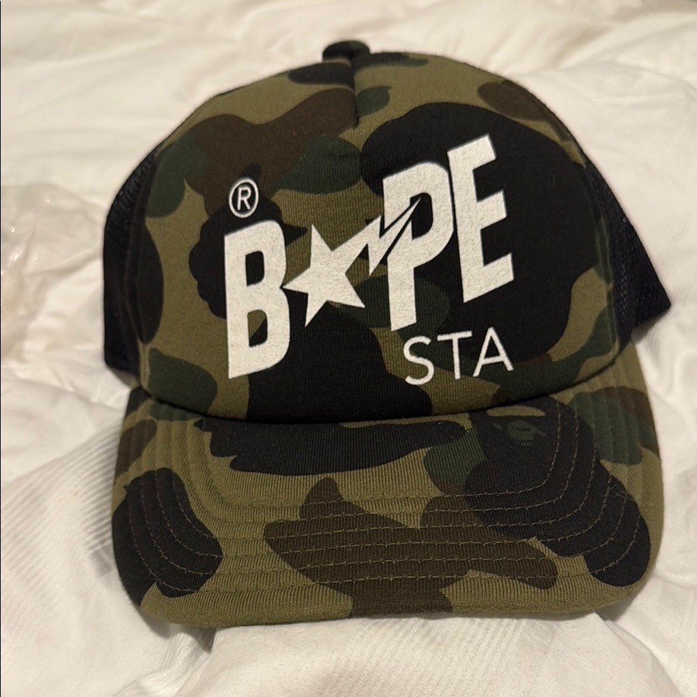 Bape Green Camo Logo Cap